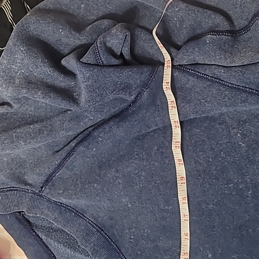 Aerie Blue Navy V-neck Distressed Look Slouchy Comfy Sweatshirt Size L - Picture 7 of 7
